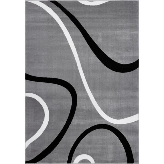 Ladole Rugs Beautiful Soft Turkish Light Gray Contemporary Spriral Area Rug Carpet, 8x11
