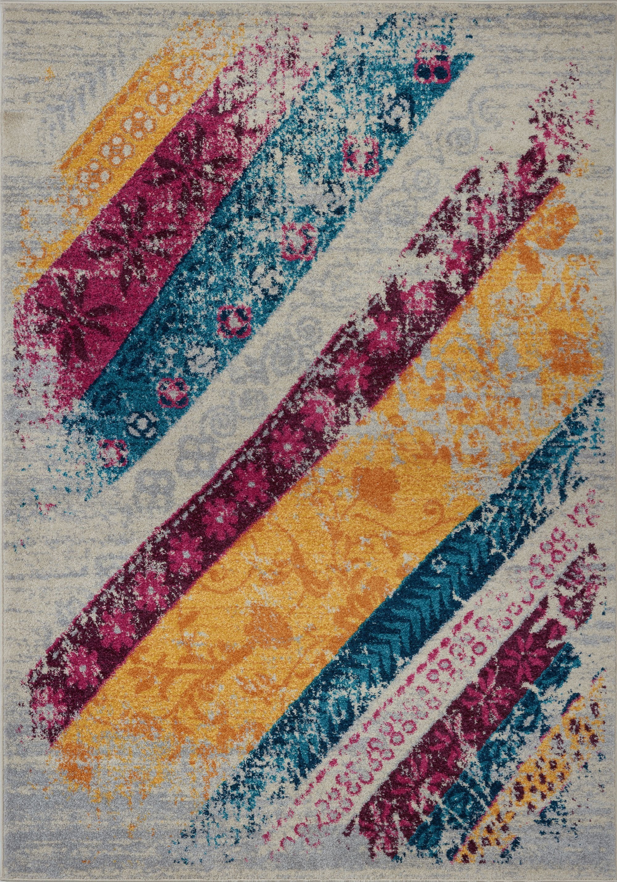 Ladole Rugs Boston Collection Abstract Contemporary Floral Centrepoint Area Rug - Room Decor 5x7 Carpet for Living Room, Bedroom, Dining Room, and Office - Multicolor, 5x8 (5'3" x 7'6", 160cm x 230cm)