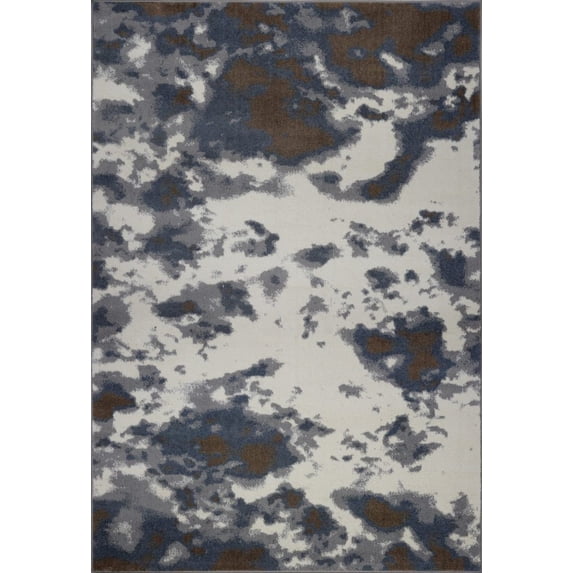 Ladole Rugs Brampton Durable Abstract Toronto Collection Turkish Micro Polyester Area Rug Carpet in Grey-Ivory, 4x6 (3'11" x 5'7", 120cm x 170cm)