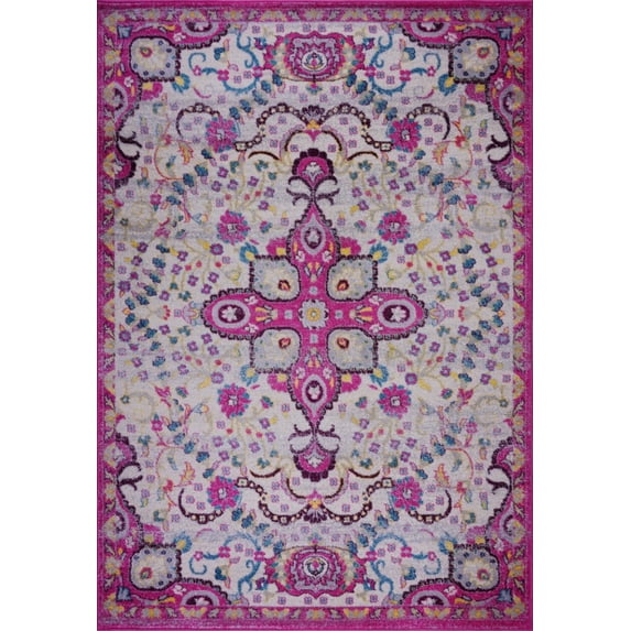 Ladole Rugs Darcy Persian Traditonal Design Beautiful Durable Soft Indoor Area Rug Carpet in Pink, 7x10 (6'5" x 9'5", 200cm x 290cm)