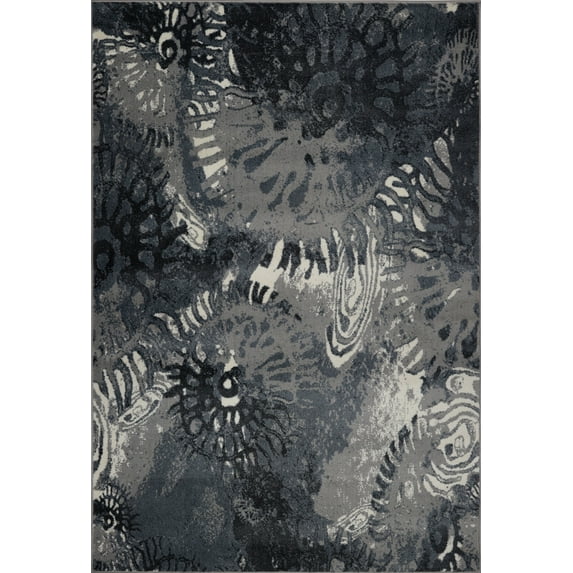 Ladole Rugs Durable Abstract Toronto Collection Casa Loma Turkish Micro Polyester Area Rug Carpet in Grey-Cream, 5x8 (5'3" x 7'6", 160cm x 230cm)