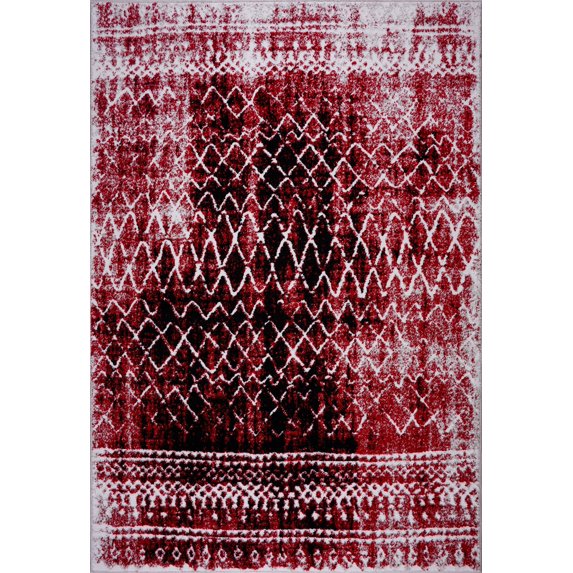 Ladole Rugs Everest Collection Verona Traditional Trellis Pattern European Beautiful Indoor Area Rug Carpet in Red and Black, 5x8(5'3" x 7'6", 160cm x 230cm)