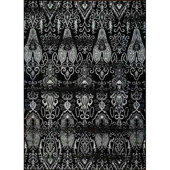 Ladole Rugs Geometric Contemporary Style Inspiration Collection Innovative Soft Polypropylene Area Rug Carpet in Black, 7x10 (6'5" x 9'5" , 200cm x 290cm)