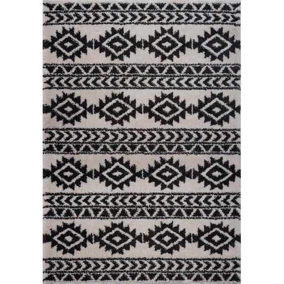 Ladole Rugs Indoor Creative Simplicity Trellis Elegant Carpet Area Rug in Ivory-Dark Grey 4x6 (3'11" x 5'7", 120cm x 170cm)