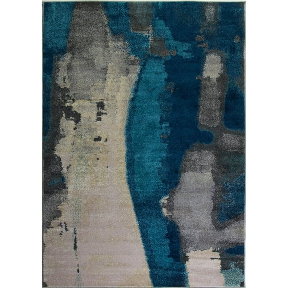 Ladole Rugs Innovative Beautiful Boston Collection Abstract Pattern Indoor Area Rug Carpet in Teal Cream Grey, 8x11 (7'10" x 10'5", 240cm x 320cm)