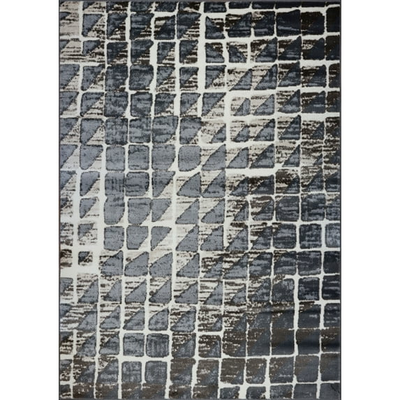 Ladole Rugs Innovative Inspiration Collection Geometric Contemporary Style Soft Polypropylene Area Rug Carpet in Grey Cream, 7x10 (6'5" x 9'5" , 200cm x 290cm)