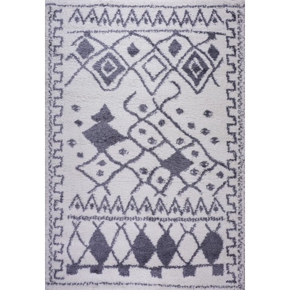 Ladole Rugs Shaggy Asilah Abstract Modern Abstract Turkish Indoor Area Rug Carpet in Dark Gray White, 8x11 (7'10" x 10'5" , 240cm x 320cm)