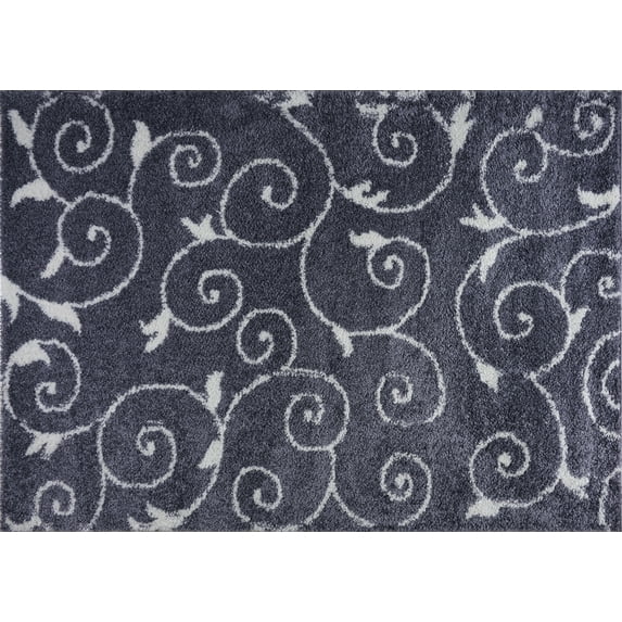 Ladole Rugs Shaggy Rabat Abstract Pattern Sustainable Spirals Style Indoor Small Mat Doormat in Dark Gray White, 2x3 (1'10" x 2'11", 57cm x 90cm)