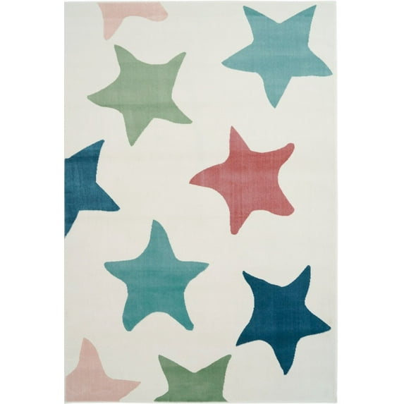 Ladole Rugs Stars Pattern Inspiration Collection Machine Made Area Rug Carpet in Multicolor, 7x10 (6'5" x 9'5", 200cm x 290cm)