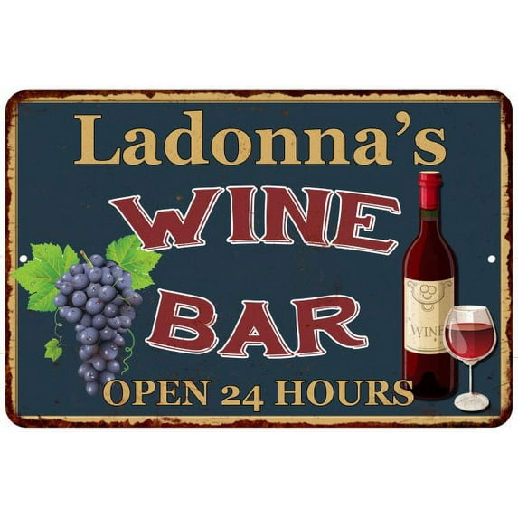 Ladonna's Green Wine Bar Wall Decor Kitchen Gift 8x12 Metal 108120043802