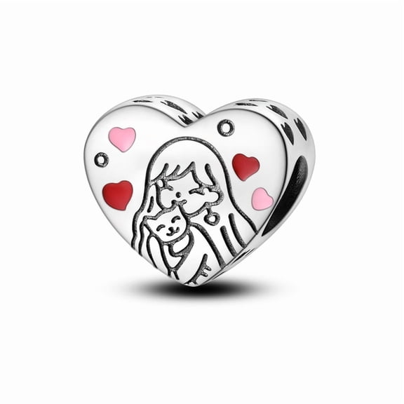 Lady And Cat String Bead Charm, Compatible with Most Bracelet, Charm for Bracelet