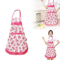 Lady Apron Huayishang Kitchen Apron Bowknot Floral Print Polyester Restaurant Home Cooking Pocket Work Clothes, Kitchen Essentials Clearance Sale 1*Apron Hot Pink