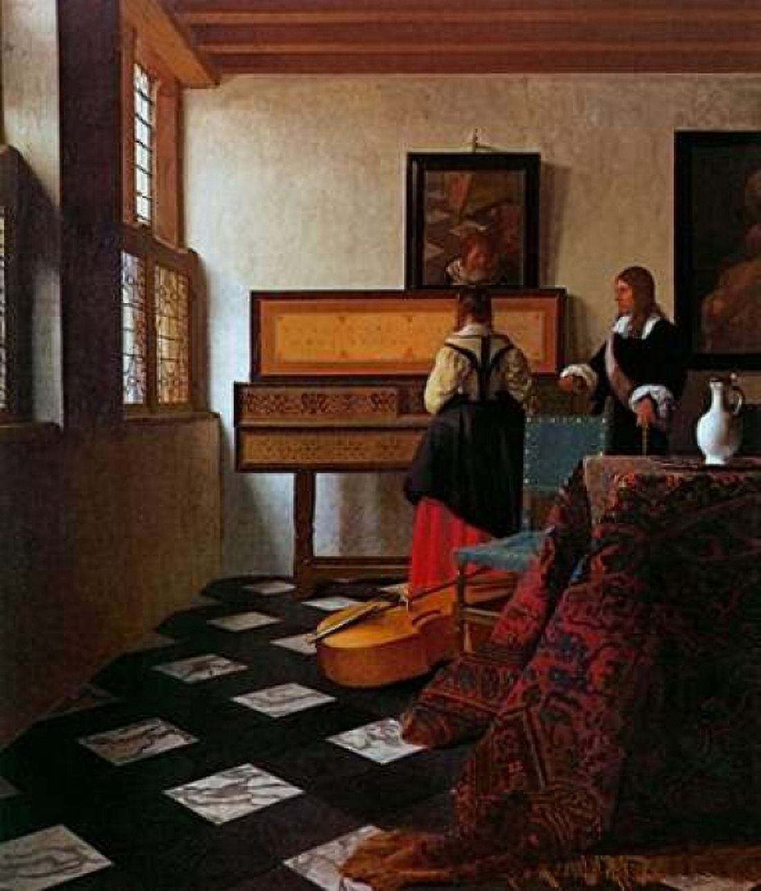Lady At The Virginals With A Gentleman Canvas Art - Johannes Vermeer (20 x 24)