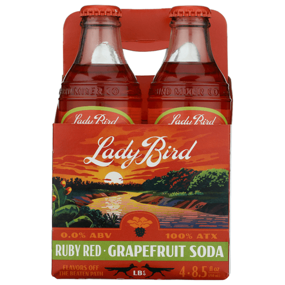 Lady Bird Soda Co Soda Ruby Red Grapefruit 4pk 34 fl oz Pack of 6