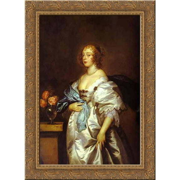 Lady Borlase 24x18 Gold Ornate Wood Framed Canvas Art by Anthony van Dyck