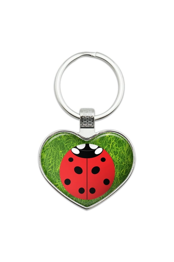 Lady Bug Ladybug Insect Heart Love Metal Keychain Key Chain Ring