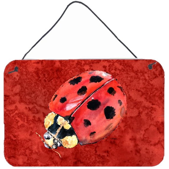 Lady Bug On Deep Red Aluminium Metal Wall Or Door Hanging Prints