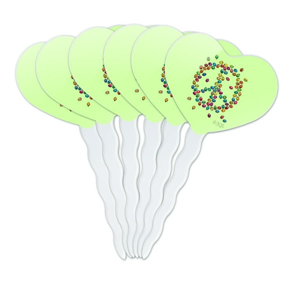Lady Bug Rainbow Peace Sign Heart Love Cupcake Picks Toppers Decoration Set of 6