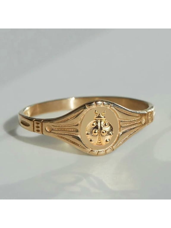 Lady Bug Signet Ring ~ Pinky Signet Ring ~ Minimalist Ring ~ Promise Ring ~ 925 Silver Ring ~ Gift For Her ~ Wedding Ring ~Anniversary Ring