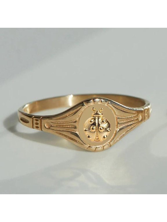 Lady Bug Signet Ring ~ Pinky Signet Ring ~ Minimalist Ring ~ Promise Ring ~ 925 Silver Ring ~ Gift For Her ~ Wedding Ring ~Anniversary Ring