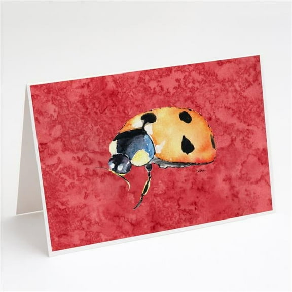 Lady Bug on Red Greeting Cards & Envelopes - Pack of 8