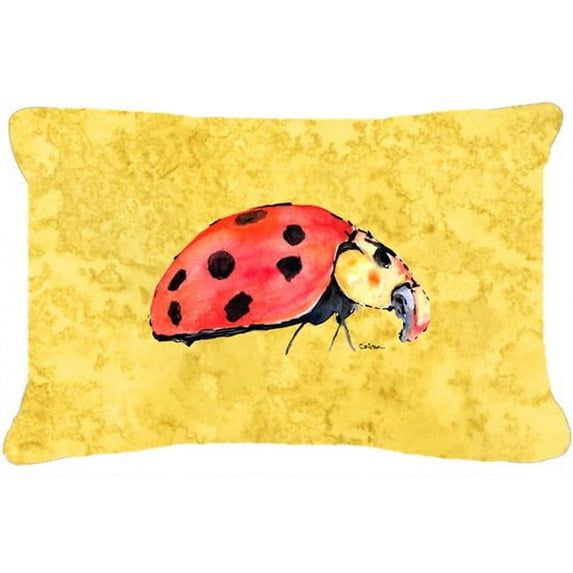 Lady Bug on Yellow Indoor & Outdoor Fabric Decorative Pillow - 12 x 16 In.
