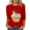 thumbnail image 1 of Lady Casual Easter Bunny Blouse 3/4 Sleeve Top Rabbit Design Clothing Women Crewneck Tunic Tees, 1 of 5