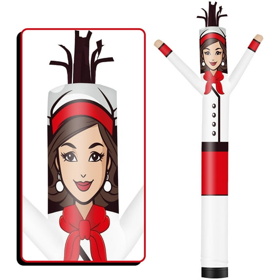 Lady Chef Inflatable Tube Man Wacky Wavy Dancing Guy for Outdoor Decoration Advertising Business Promotion (Blower Not Included)