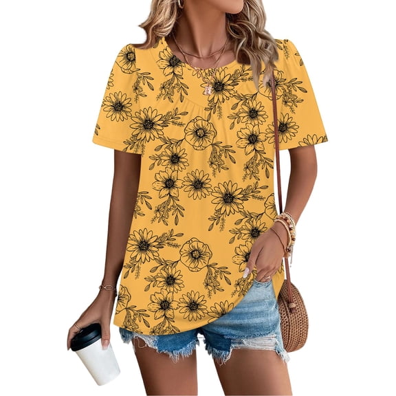 Lady Chic Shirt Elegant Outfits T-Shirt for Summer Plus Size Blouse for Women French Retro Woman Clothing Roupas Feminina Yellow 2XL