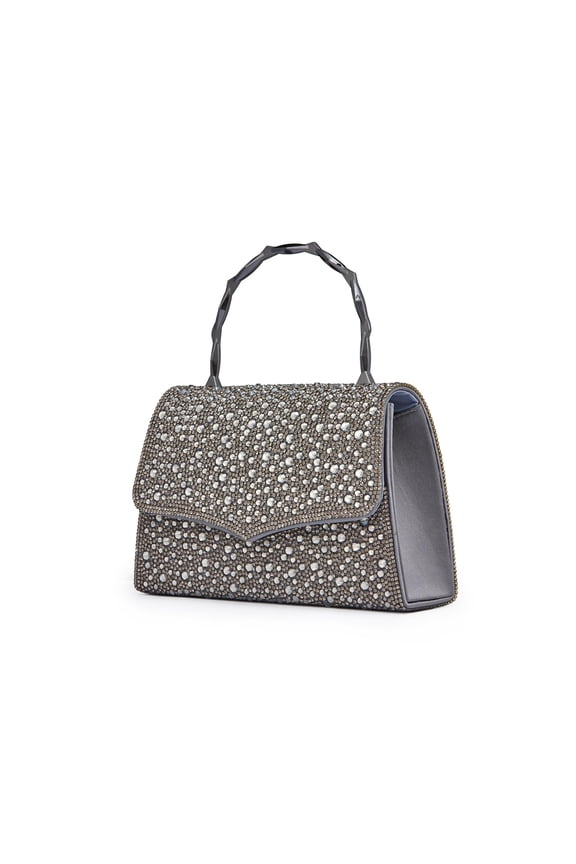 ASHLEY Rhinestone Handbag, Pewter