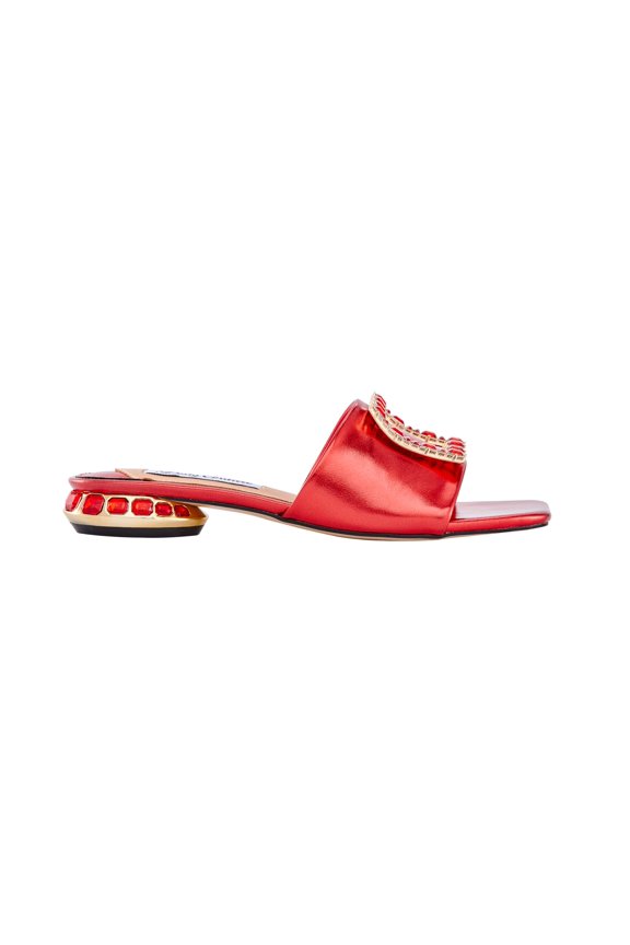 Amore Metallic Jewel Slide, Red, 6