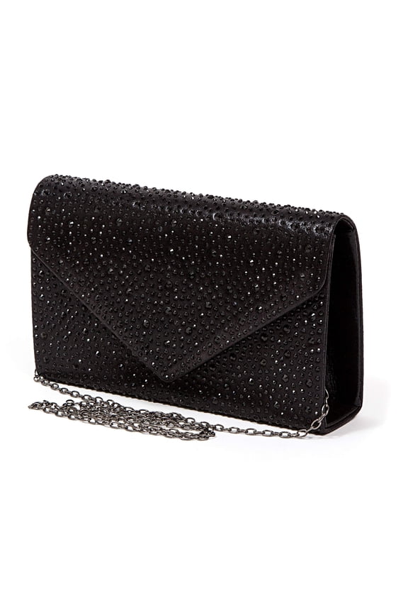 BARI BAG Envelope Handbag With Stones, Black