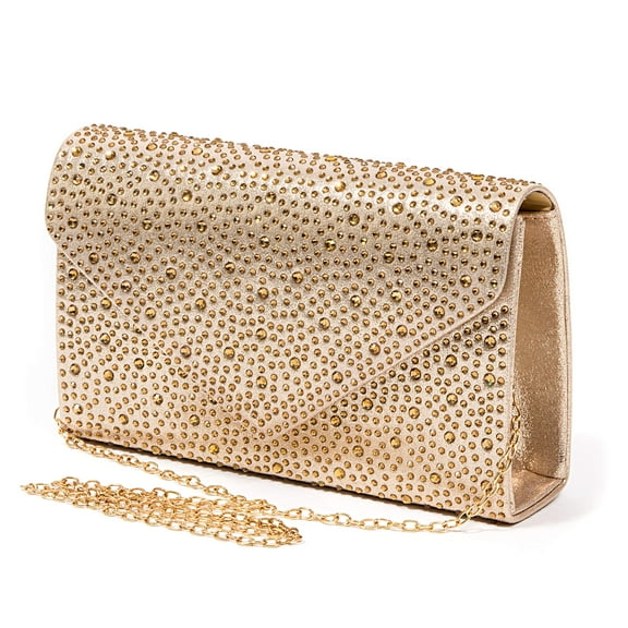 Lady Couture BARI BAG Envelope Handbag With Stones, Gold