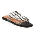 thumbnail image 1 of Lady Couture BLOOM Double Banded Clear Flat Slide With Multi Colored Studs, Black, 6, 1 of 4
