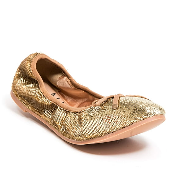 Lady Couture Ballerina Ballet Flats with Bow, Gold, 11