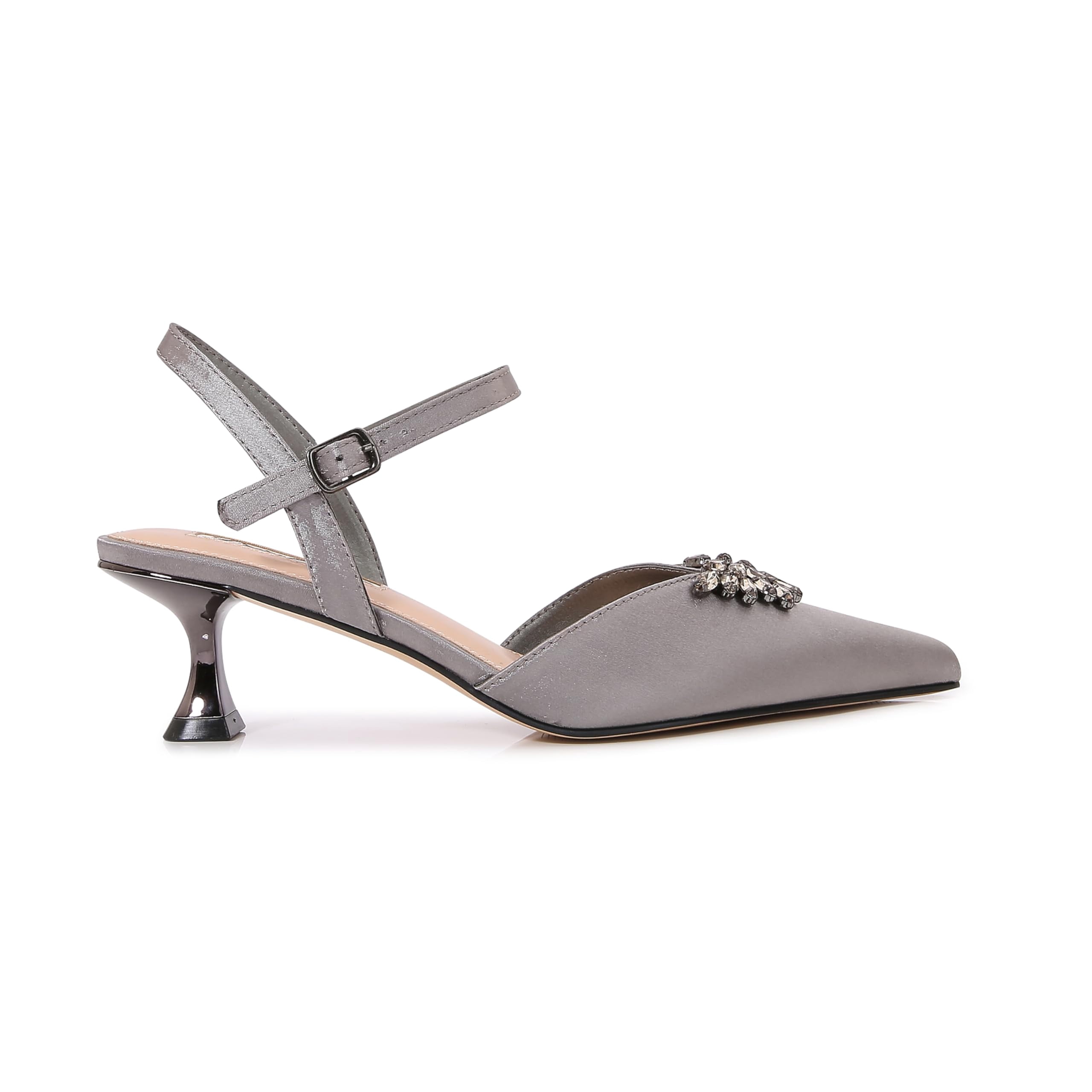 Lady Couture CLASSY Satin Jewel Ornament Sandal, Pewter, 10 - Walmart.com
