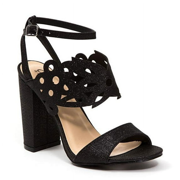 Lady Couture DANI-BLK-41 Block High Heel Two Piece Sandal, Black - Size 41