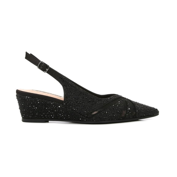 Lady Couture DANIELA Rhinestone Wedge Slingback, Black, 5