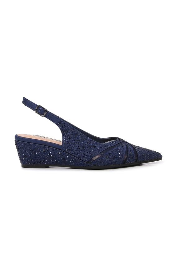 DANIELA Rhinestone Wedge Slingback, Navy, 7