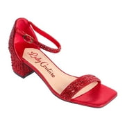 Lady Couture DAZZLE Red 2-Inch Mid Block Heel Rhinestone Sandal (11)