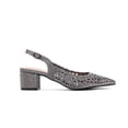 thumbnail image 1 of Lady Couture DONNA Rhinestone Satin Block Heel Slingback, Pewter, 6, 1 of 5