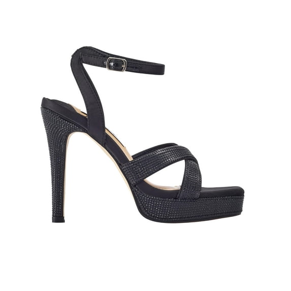 Lady Couture Daisy Rhinestone Heel Platform Sandal, Black, 9