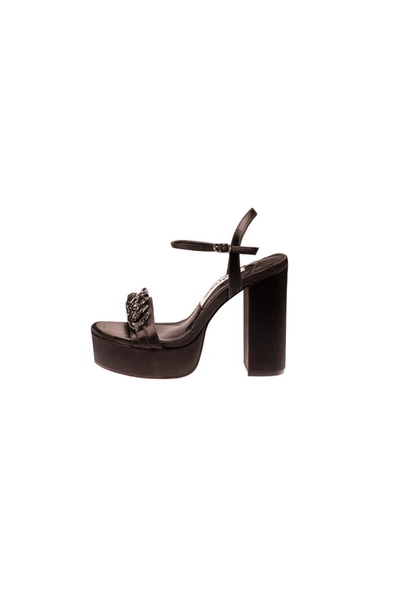 Dance Platform Sandal with Chain Ornament, Black, 9