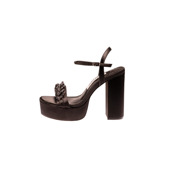 Lady Couture Dance Platform Sandal with Chain Ornament, Black, 9