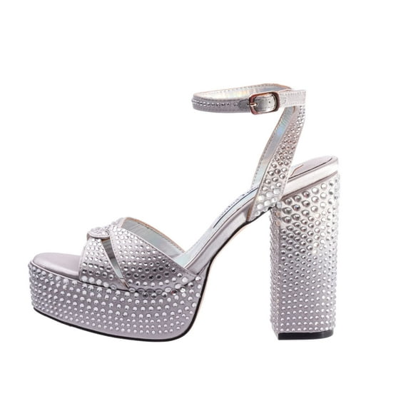 Lady Couture Doll Rhinestone Platform Sandal, Silver, 8