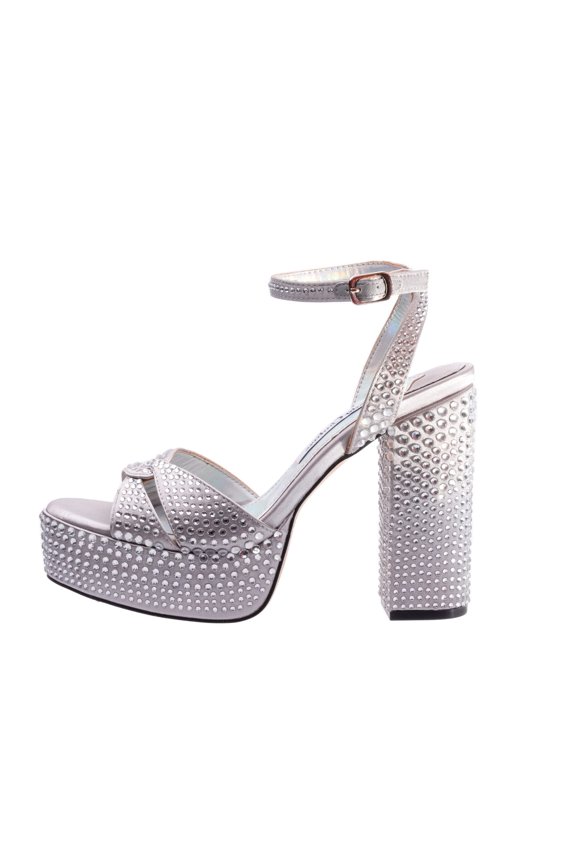 Doll Rhinestone Platform Sandal, Silver, 9