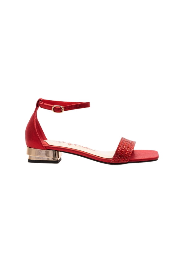Doris Metallic Heel Flat Sandal, Red, 5