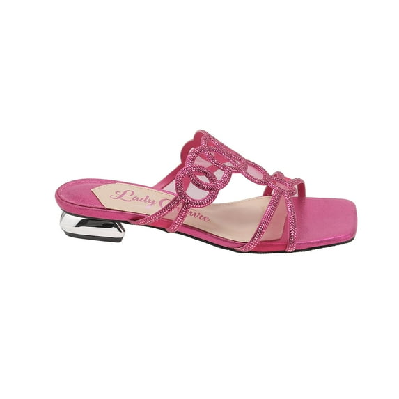 Lady Couture Fab Rhinestone Mesh Slide, Fuchsia, 11
