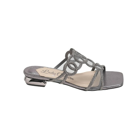 Lady Couture Fab Rhinestone Mesh Slide, Pewter, 9