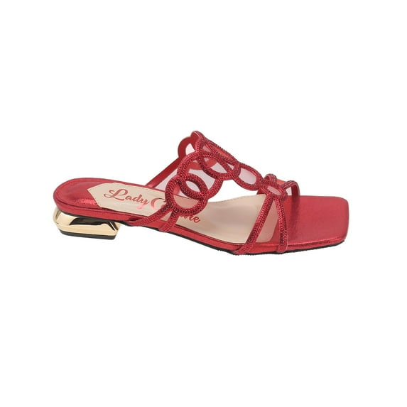 Lady Couture Fab Rhinestone Mesh Slide, Red, 8